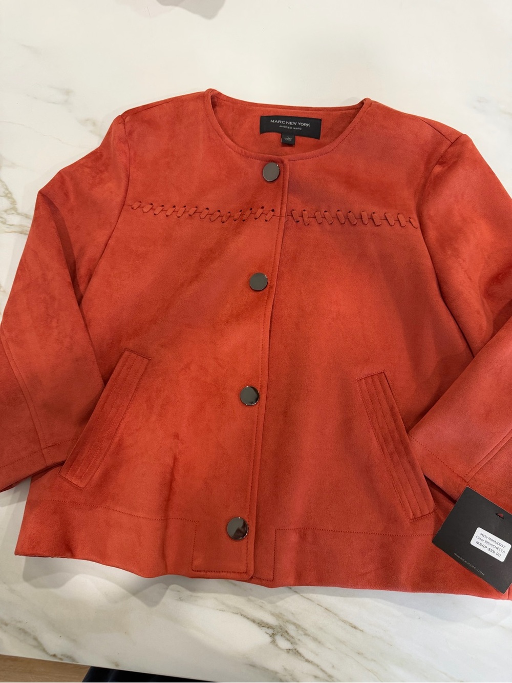 NWT Marc New York Andrew Marc Faux Suede Jacket Large Rust Bruschetta